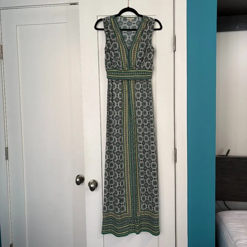 Max Studio green and yellow maxi dress size XS - Picture 2 of 8